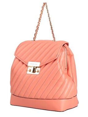 Michael Kors Rose Quilted Vegan Leather Medium Chain Backpack in Sherbert